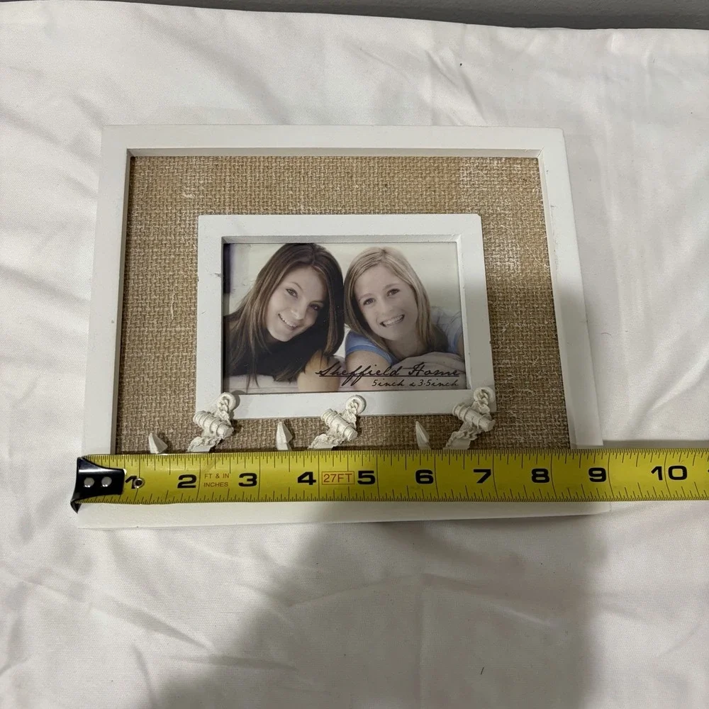 Sheffield Home picture Photo frame nautical Anchors Beige White 3.5 X 5 Beach